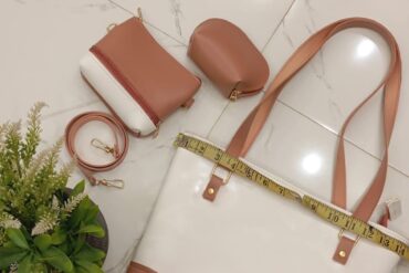 3-Piece Two-Tone Shoulder Bag Set: Tote, Clutch & Coin Purse - Blush Pink & White
