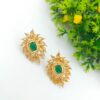 Elegant Floral Zirconia Stud Earrings - Vibrant Center Stone Collection