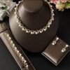 Elegant Pearl & Rhinestone Choker Necklace, Bracelet & Earring Jewelry Set